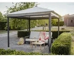 Solar-pavillon 'lina' Mit Led-beleuchtung Und Gittergewebe-rollos, Lichtgrau, 300 X