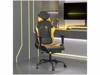 Bonnevie - Gaming-Stuhl mit Massage & Fußstütze Schwarz Golden Kunstleder