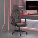 Vidaxl Gaming Chair With Footrest Black And Wine Red Faux Leather