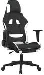 Gaming-stuhl Mit Massage & Fu&szlig;st&uuml;tze Schwarz Und Wei&szlig; Stoff Vidaxl