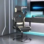Gaming-stuhl Mit Massage & Fu&szlig;st&uuml;tze Schwarz Und Creme Stoff Vidaxl