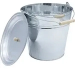 Spetebo - Deko Zinkeimer Mit Holzgriff Und Deckel - Silber / 12 L - Metall Eimer Zum