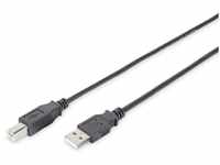 Digitus - USB-Kabel usb 2.0 usb-a Stecker, usb-b Stecker 5.00 m Schwarz Rund, doppelt