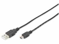 Digitus - USB-Kabel usb 2.0 usb-a Stecker, USB-Mini-B Stecker 1.80 m Schwarz...