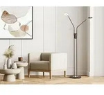 Led Stehlampe Dent Schwarz 2-flammig Mit Dimmer, H&ouml;he 150cm