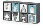 Vicco - Kinderregal Scutum, Grau, 143 X 72 Cm Mit 8 Faltboxen