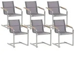 Beliani - Gartenstuhl Grau Edelstahl 6er Set Mit Textilbespannung Moderner Look