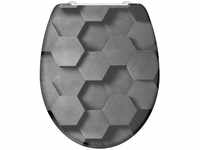 Wc Sitz grey hexagons, Duroplast Toilettendeckel mit Absenkautomatik und
