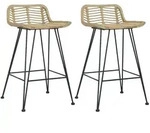 Barhocker 2 Stk. Rattan Natur - Vidaxl