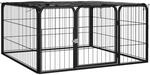 Vidaxl - 4-tlg. Hundelaufstall Schwarz 100x50cm Stahl Pulverbeschichtung