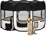 Faltbarer Welpenlaufstall Mit Tragetasche Schwarz 125x125x61 Cm Vidaxl