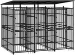 Outdoor-hundezwinger Mit Dach Stahl 5,53 M&sup2; Vidaxl