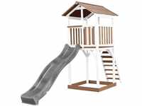 Beach Tower Spielturm aus Holz in Braun & Weiß Spielhaus für Kinder mit grauer