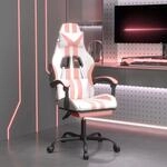 Vidaxl Swivel Gaming Chair With Footrest White&pink Faux Leather