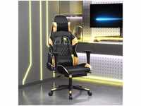 Bonnevie - Gaming-Stuhl mit Massage & Fußstütze Schwarz Golden Kunstleder