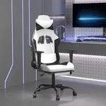Gaming-stuhl Mit Massage & Fu&szlig;st&uuml;tze Wei&szlig; & Schwarz Kunstleder Vidaxl