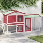 Gro&szlig;er Kaninchenstall Rot Und Wei&szlig; 145x45x84 Cm Holz - Vidaxl