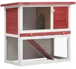 Kaninchenstall 1 T&uuml;r Rot Holz Vidaxl