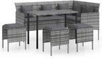 5-tlg. Sofagarnitur In L-form Mit Kissen Poly Rattan Grau Vidaxl