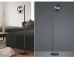 Trio - Design Stehleuchte Pure Anthrazit Mit Lampenschirm Glaskugel Rauchfarbig,