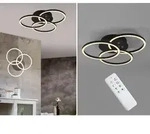 Led Deckenleuchte Circle Schwarz 3 Ringe Verstellbar Nachtlicht, &Oslash; 43cm