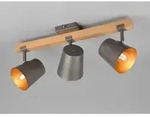Trio - Deckenstrahler Bell 3-flammig Silber Antik & Gold Mit Holz, Breite 54cm