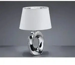 Reality Leuchten - Tischleuchte Taba Keramik Silber - Stoffschirm Wei&szlig;, H&ouml;he 33cm