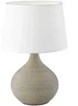 Trio Lighting - Tischleuchte Martin Keramik Cappucino Mit Stoffschirm Wei&szlig;, H&ouml;he