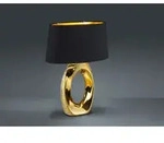 Defibrico - Gro&szlig;e Tischleuchte Taba Keramik Gold - Stoffschirm Schwarz, H&ouml;he 52cm