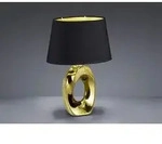 Reality Leuchten - Tischleuchte Taba Keramik Gold - Stoffschirm Schwarz, H&ouml;he 33cm