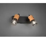 Led Wandstrahler 2-flammig Mit Schalter, Schwarz & Holz, Breite 26cm