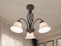 Trio - Gro&szlig;e Deckenleuchte Rustica 3-flammig In Rostoptik Mit Glasschirmen, &Oslash; 55cm
