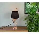 Retro Tischleuchte Lola Flamingo Gold Mit Stoffschirm In Schwarz, H&ouml;he 42cm