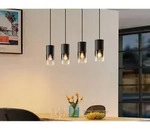 Trio Leuchten - Led Pendelleuchte 4-flammig Mit Rauchglas & Metall Schwarz, Breite