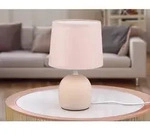 Tischleuchte Malu Mit Keramikfu&szlig; & Stoffschirm Beige, H&ouml;he 26cm