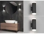 Led Badezimmer Wandleuchte 2er Set Up Down In Schwarz - Spiegelleuchten, H: 17cm