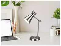 Schreibtischlampe enzo Metallschirm in Silber, Gelenkarm Höhe 50cm