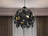 Trio Lighting - Pendelleuchte Leavy Mit Bl&auml;tter Lampenschirm In Schwarz Gold, &Oslash;