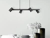 Pendelleuchte Marley Schwarz Mit 4 Schwenkbaren Spots, Breite 80cm