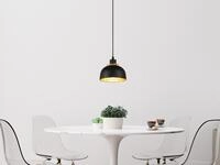 Pendelleuchte Punch Metall Schwarz Gold Mit Drahtgeflecht, &Oslash; 18cm