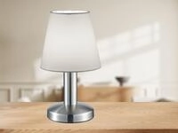 Trio Leuchten - Tischlampe Mats Ii Stoff Lampenschirm Wei&szlig; Touchfunktion...