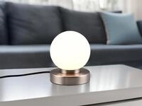 Reality Leuchten - Tischleuchte Prinz Ii, Glasschirm Wei&szlig; Sockel Silber -