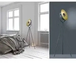 Led Stehleuchte 1 Flammig Metall Dreibein Schwarz/gold 160cm