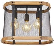 Deckenleuchte Jeanie Mit Holz & Gitter Schwarz 3-flammig, Breite 45cm
