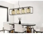 H&auml;ngelampe Pendellampe Esstischlampe Schwarz Gold 4 Flammig Retro K&auml;fig L 110 Cm