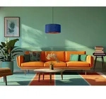 Smartwares - Pendelleuchte Vintage Mit Lampenschirm Samt Blau / Gold, &Oslash; 40cm