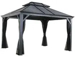 Alu Pavillon Mykonos 1216 Hardtop Pavillon Mit Moskitonetz Grau 484x364x306 Cm -