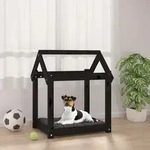 Hundebett Schwarz 61x50x70 Cm Massivholz Kiefer Vidaxl
