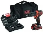 Black&decker - Akku-schlagbohrmaschine Mit 1 Akku - Ladeger&auml;t - Zubeh&ouml;r - Softbag -