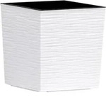 Siena Garden - Pflanzgef&auml;&szlig; Nizza Groove, Wei&szlig; Rillenoptik, 25 X 25 X 26 Cm